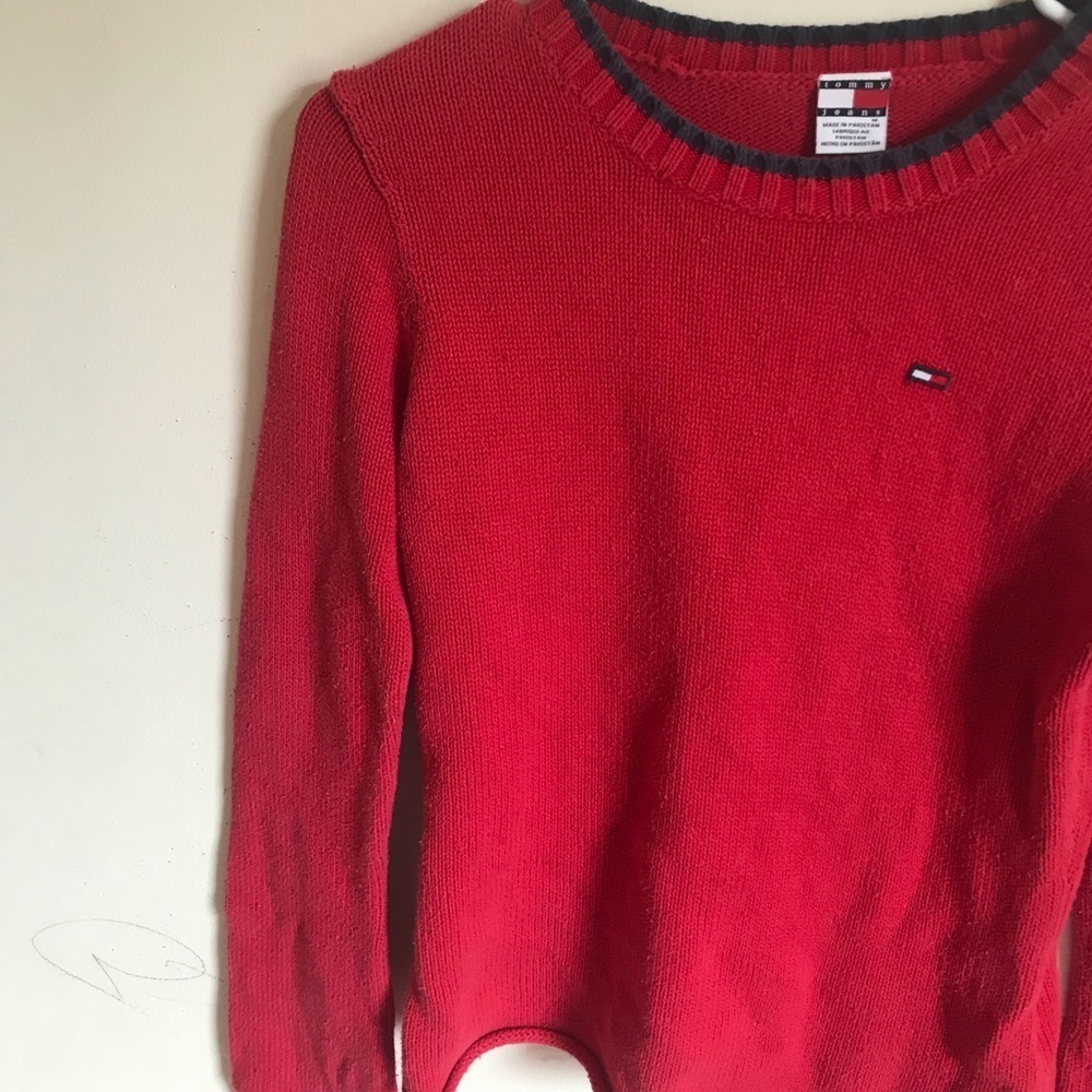 Vintage Tommy Hilfiger Jeans Red Sweater - Picture 2 of 8